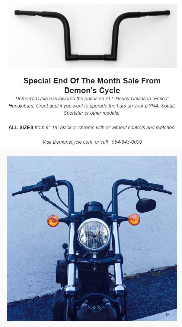 Custom Harley Davidson Parts Sale On Frisco Ape Hanger Handlebars