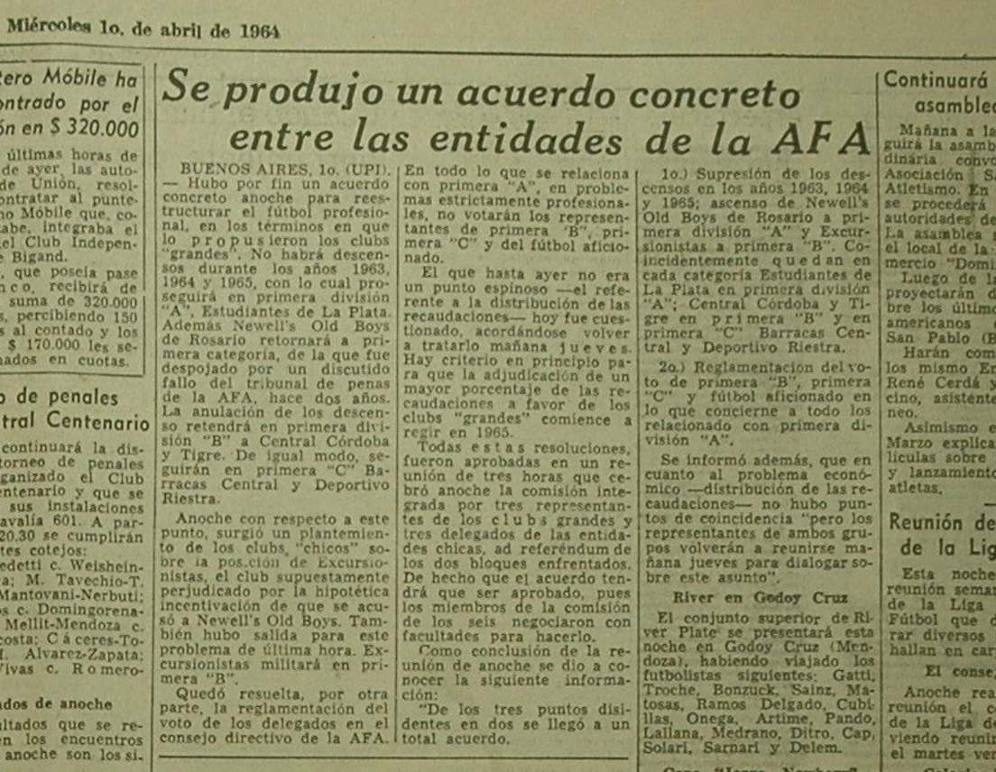 Historia del mas Popular Campeonato 1964 (1ª Rueda).