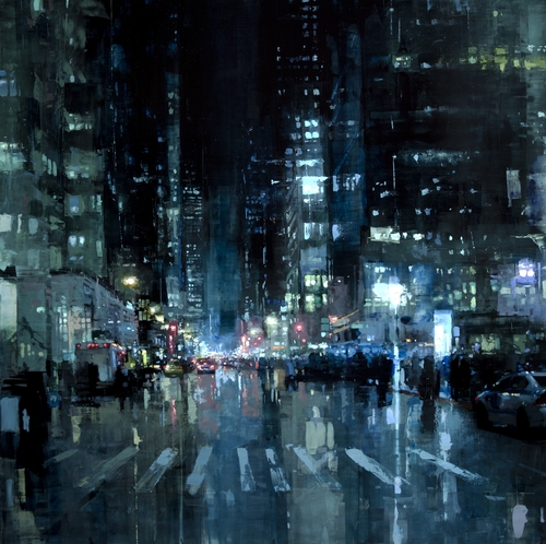 07-Manhattan-Nights-Jeremy-Mann-Figurative-Painting-in-Cityscapes-Oil-Paintings-www-designstack-co