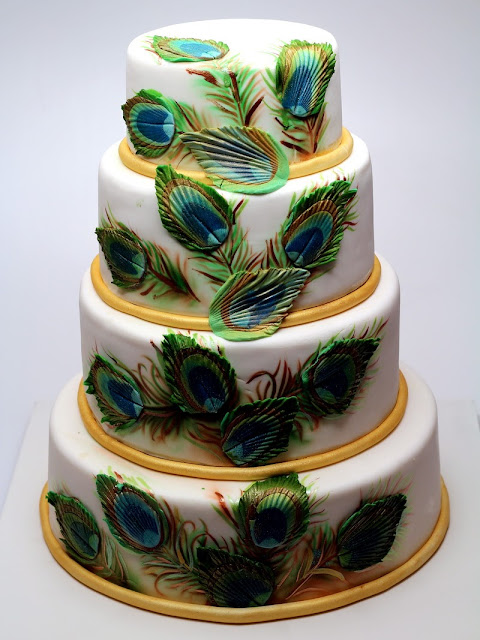 Peacock Feathers Wedding Cake in London