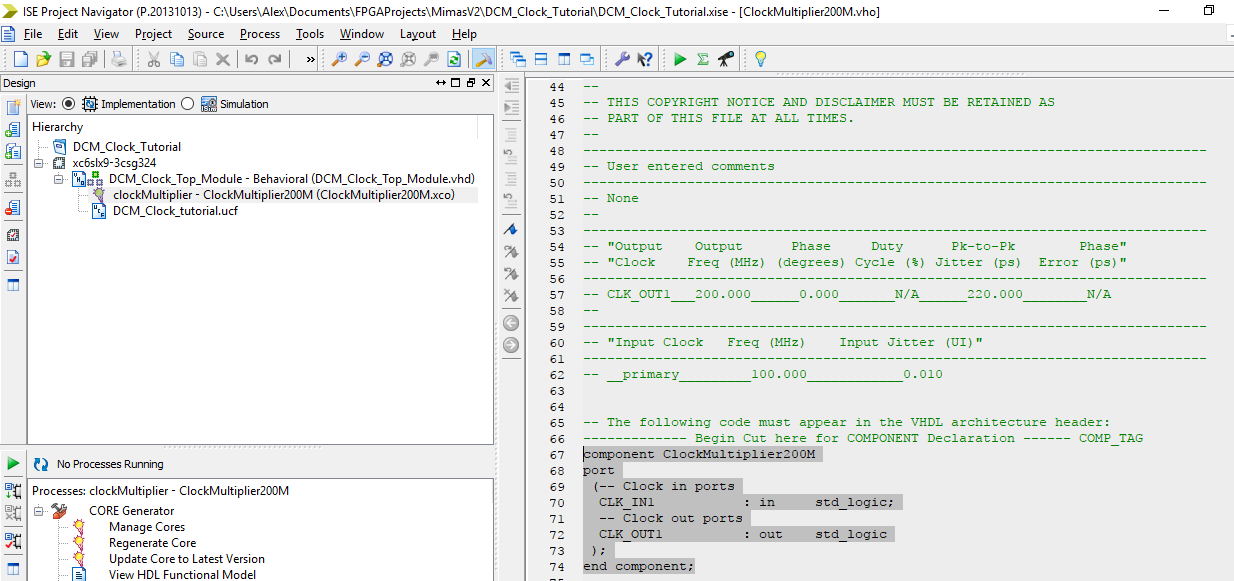 The Answer is 42!! Tutorial for Xilinx DCM Clock Generator with the