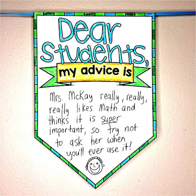 "My Advice to Next Year's Students" Pennant end-of-year activity