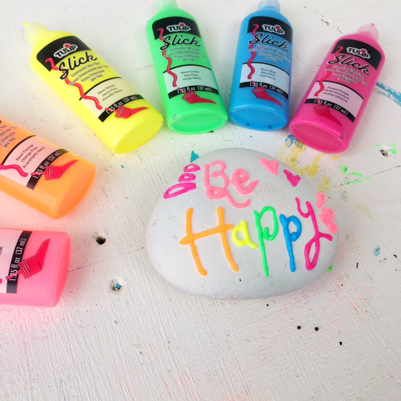 Word Rocks made with puffy paint