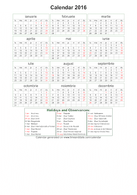 Calendar 2016 pentru printat