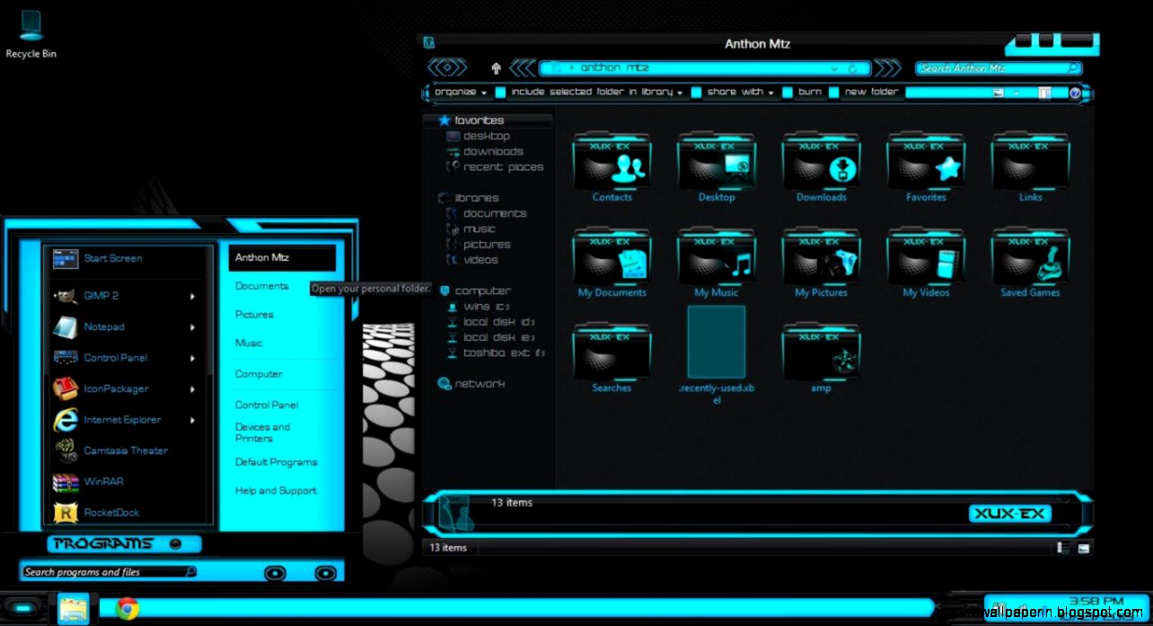 windows 8 themes black blue xux ek   YouTube