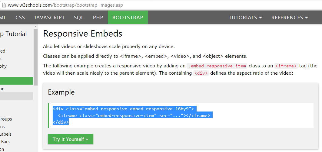 Web Code Do Embedding Youtube Videos In Bootstrap