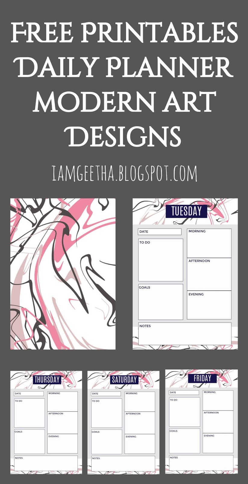 Printables Planner Modern Art Daily Planner IamGeetha