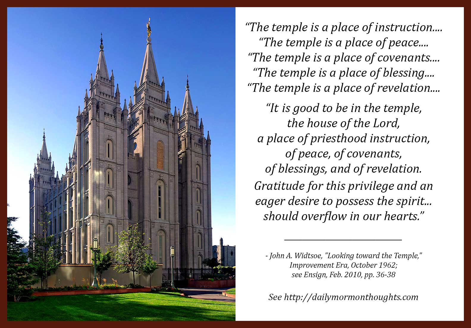 Daily Thought from Modern Prophets: John A. Widtsoe on the sacred