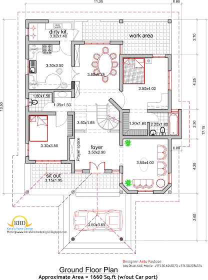 House plan and elevation 201 Square Meter (2165 Sq. Ft)