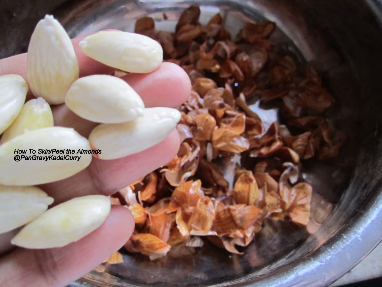 Pan Gravy Kadai Curry How to Skin/Peel Almonds