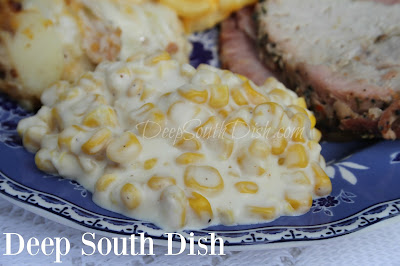 A super easy, cheesy and creamy, delicious slow cooker corn side dish, perfect for any gathering, church social, reunion or holiday.