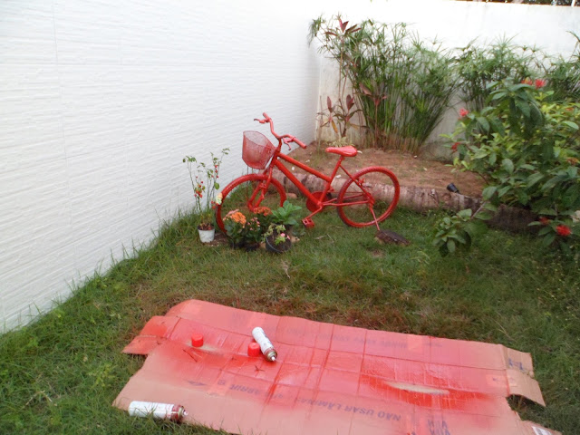 reciclagem - bicicleta porta-vasos - meu jardim
