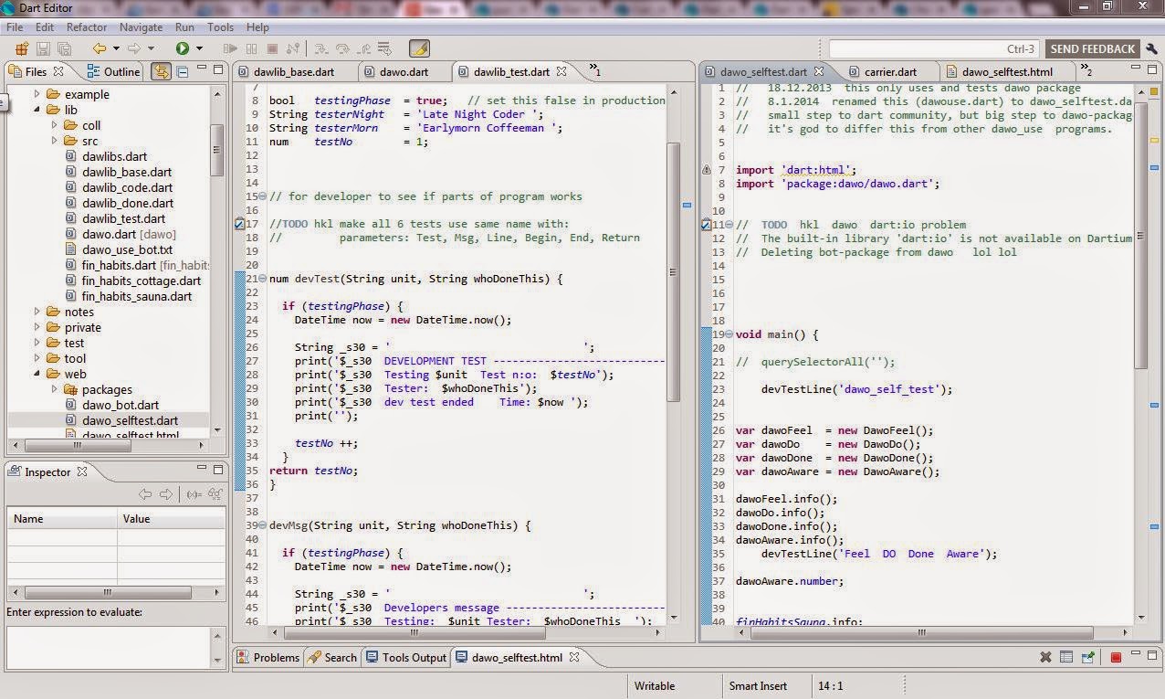 Dawo in DartEditor