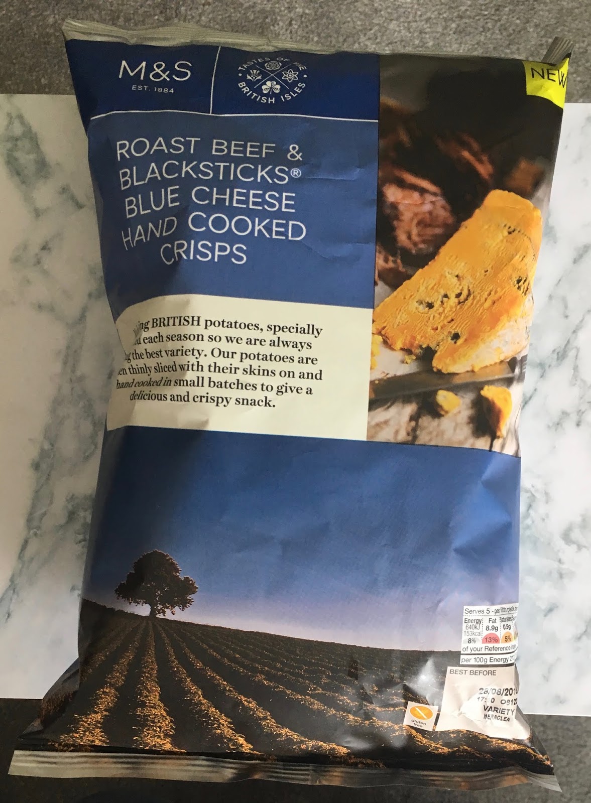 FOODSTUFF FINDS Roast Beef and Blacksticks Blue Cheese Crisps (Marks & Spencers) By Cinabar