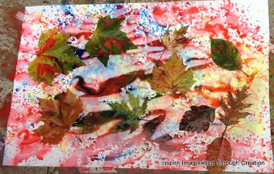 spray painting and leaves
