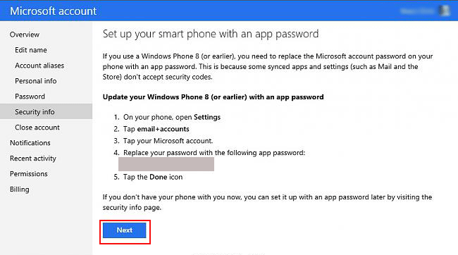 microsoft account password verification app tips step phone button