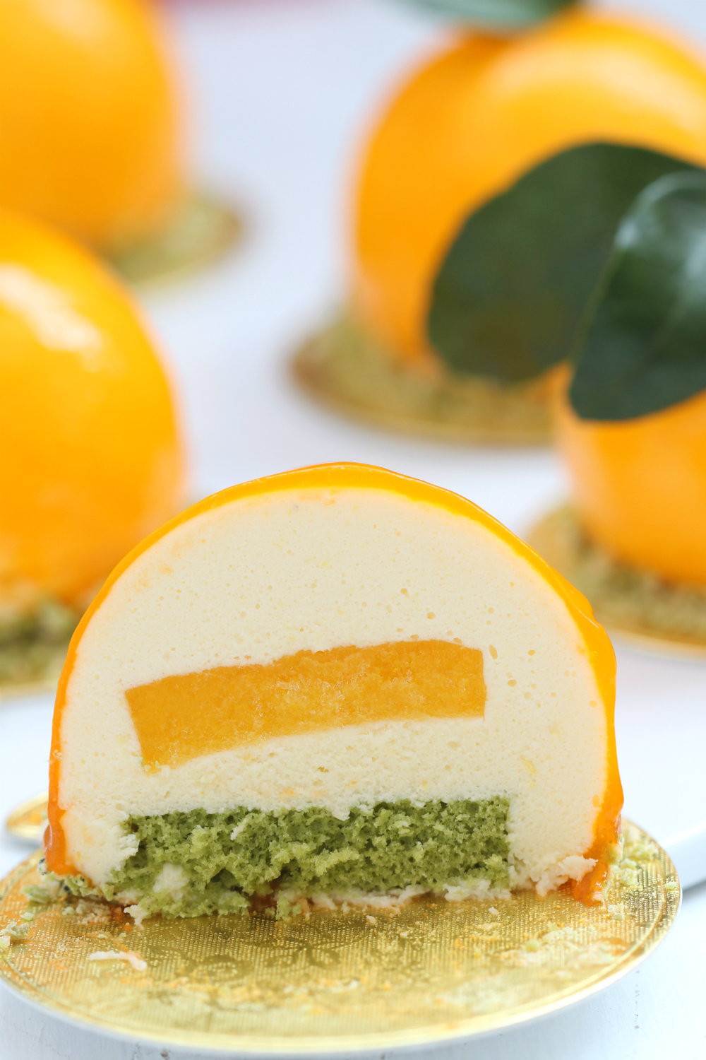 my bare cupboard Mandarin orange and matcha entremet
