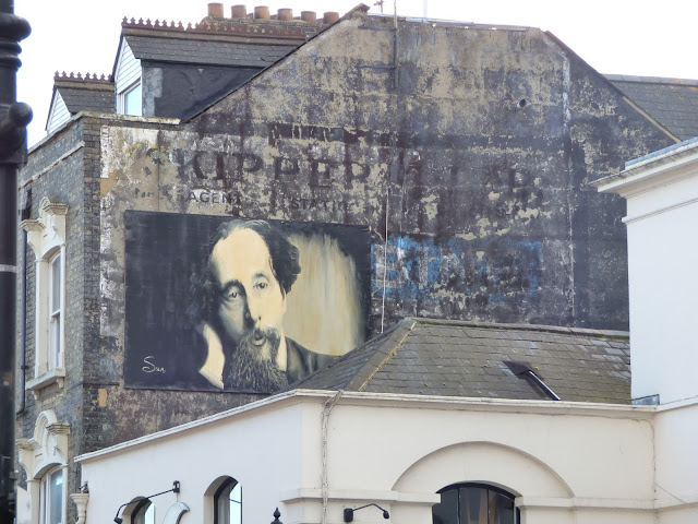 Ghostsign and Charles Dickens mural on Rochester High Street, Kent Ghostsign and Charles Dickens mural on Rochester High Street, Kent
