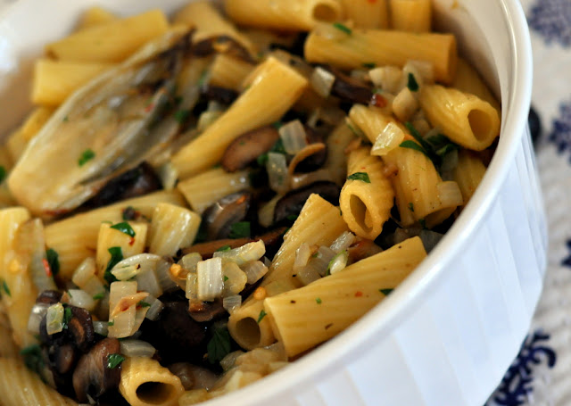 Rigatoni with Roasted Belgian Endive and Mushrooms | Taste As You Go