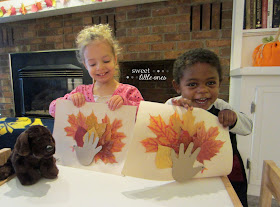 Handprint and Leaf Turkey Craft for Kids - www.sweetlittleonesblog.com