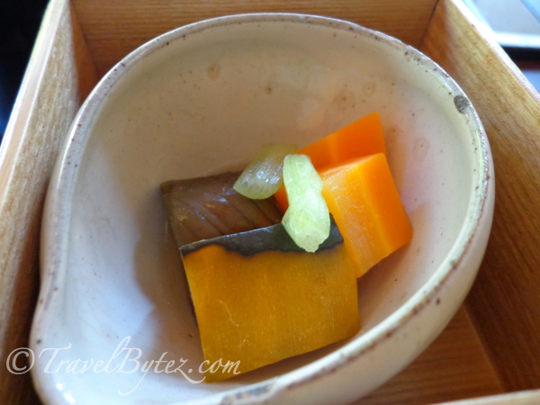 2nd box: steamed vegetables (pumkpin and carrots)  that retained their natural sweetness and were a delight to eat.