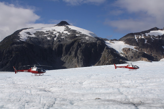Temsco Helicopters on Mendenhall Glacier with Mountains