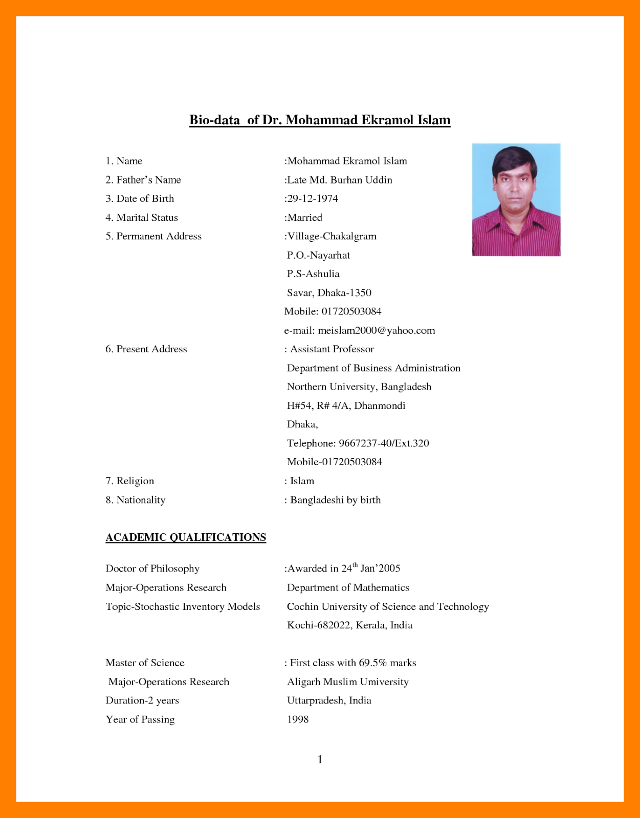 Simple Biodata Format For Job Fresher Fill Out And Sign Printable Pdf 