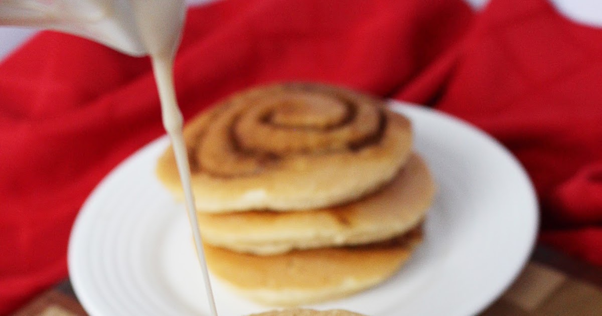 Kylee's Kitchen Cinnamon roll pancakes with maple cream cheese glaze