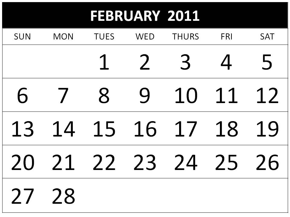 printable 2011 calendar february. Calendar feb 2011 printable