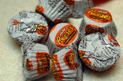 reese cups peanut butter baked cookies thick chocolate into