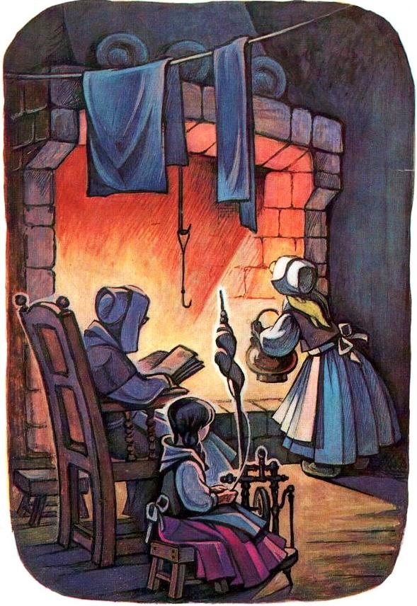 Беляночка и розочка сказка читать с картинками