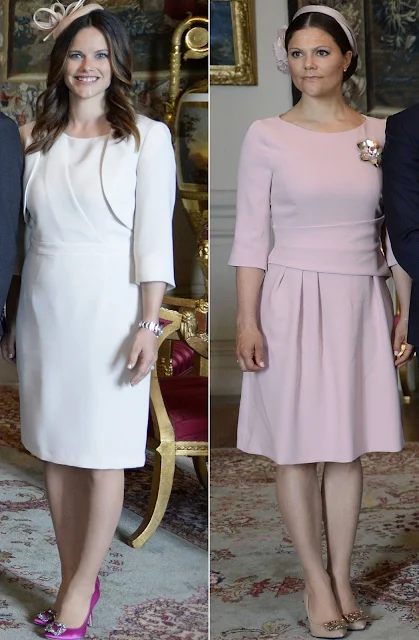 Crown princess Victoria, Prince Daniel, Prince Carl Philip and his wife Princess Sofia welcomed Chilean President Michelle Bachelet at the Royal Palace