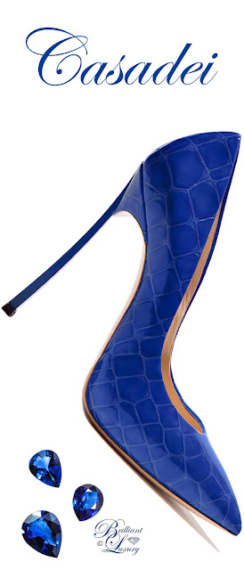 ♦Casadei blue croc-embossed Blade pumps #pantone #shoes #blue #brilliantluxury