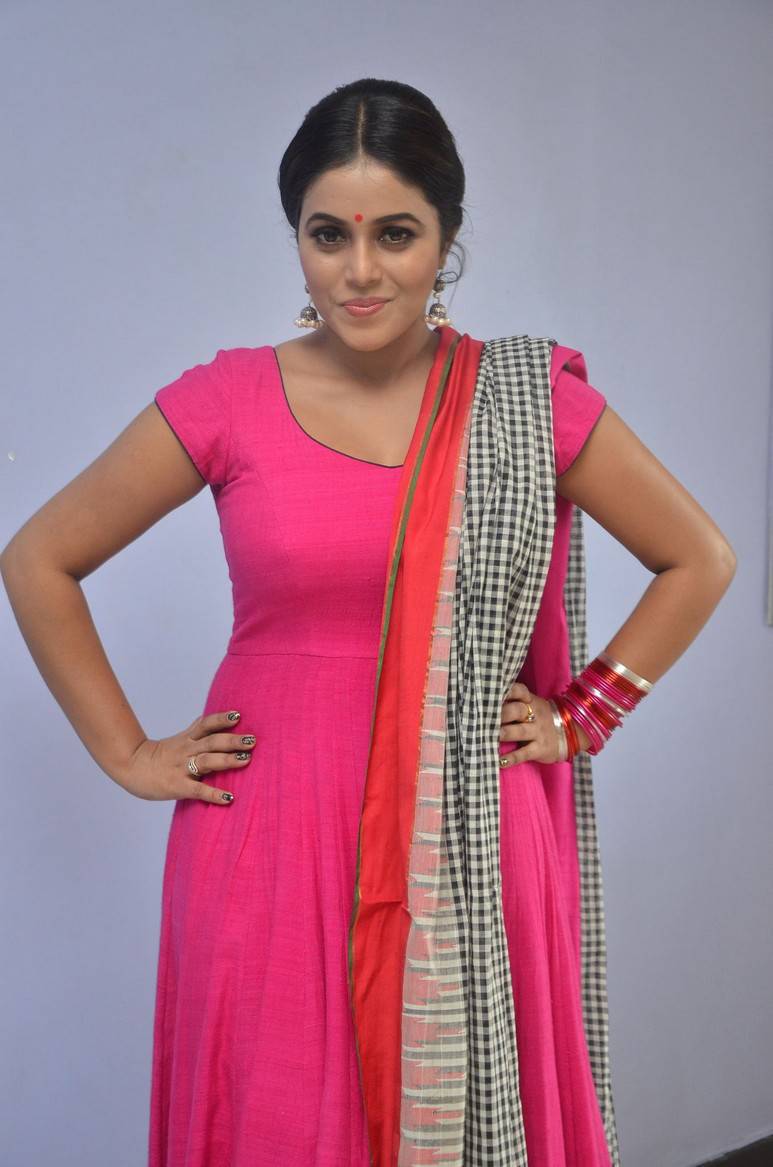 South Indian Actress Poorna Hot Photos In Pink Dress At Movie Teaser Launch