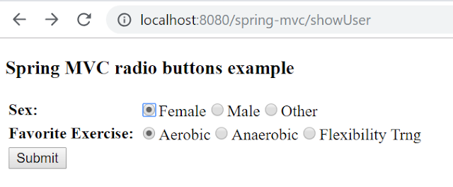 Spring form tag library radiobuttons tag