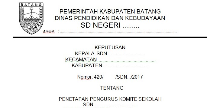 Contoh SK Komite Sekolah SD SMP SMA SMK Baik dan Benar - Perangkat