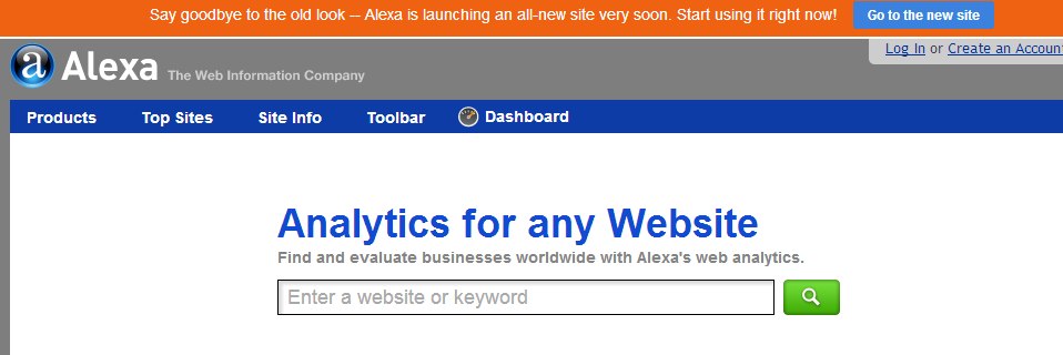 Alexa is Launching All New Site Soon Message