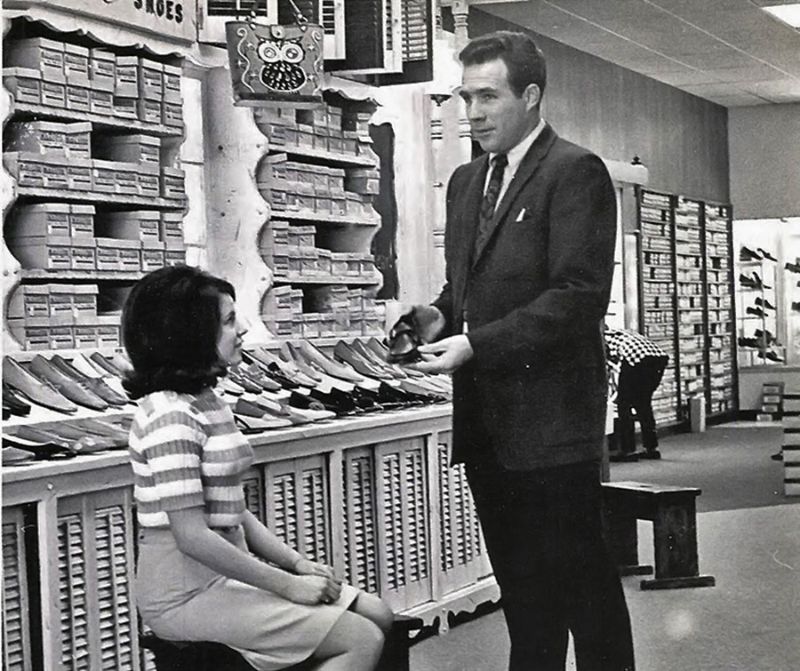 Vintage Photos of Women Shopping for Shoe, and the Humble Salesmen That