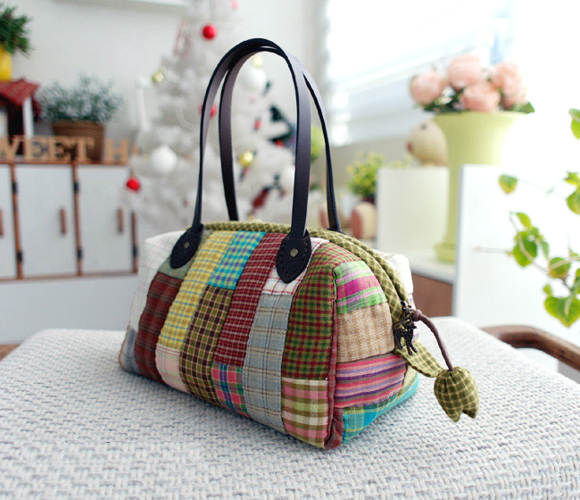 Patchwork Boston Bag. Photo Sewing Tutorial. Step by step DIY. 