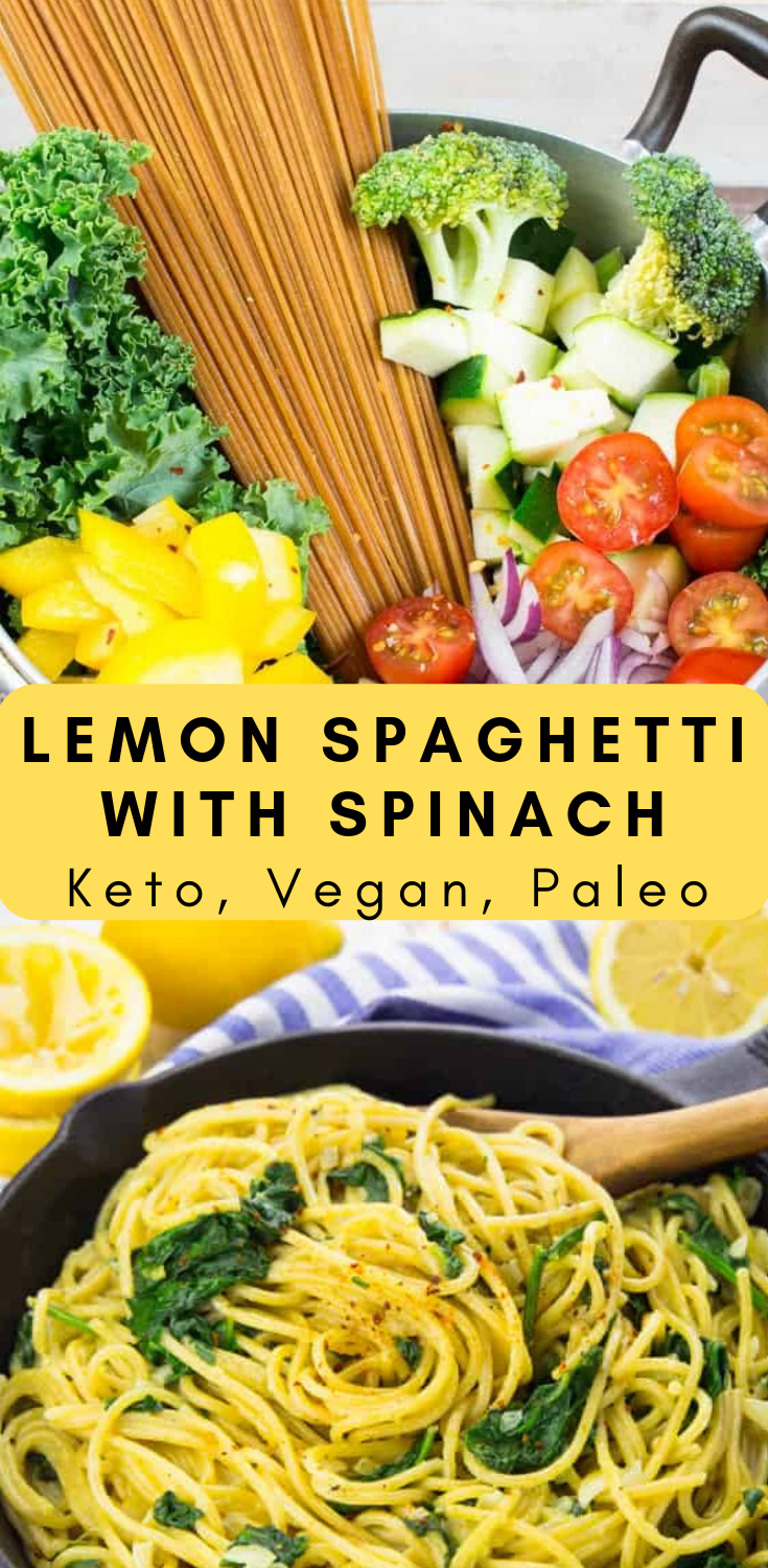 Lemon Spaghetti With Spinach (Vegan Recipe) Trending Recipes