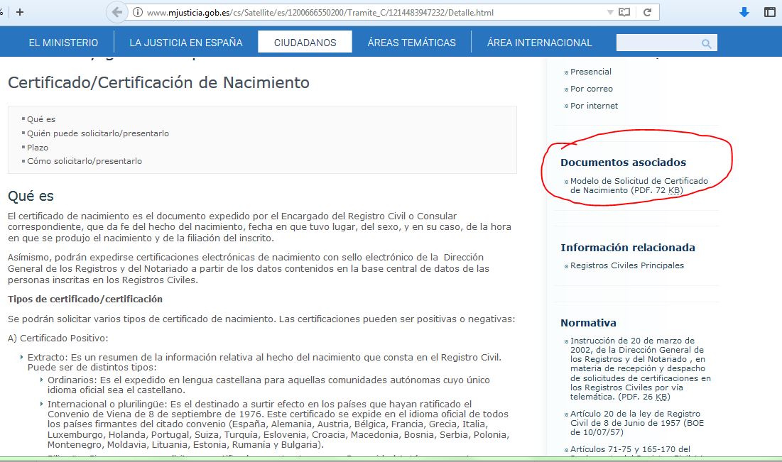 Solicitar partida de nacimiento por Cachivaches