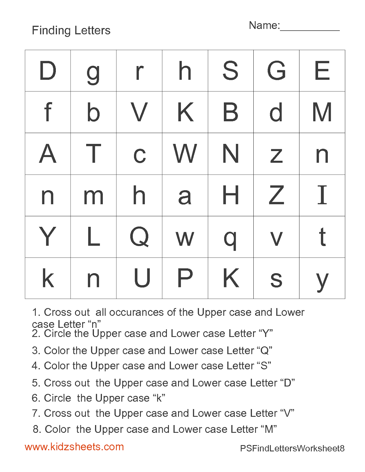 PSFindLettersWorksheet8 150x150 p1 - Kindergarten Letter Worksheets