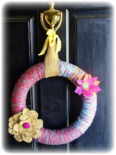 yarn wreath with burlap flower no glue needed new end studio