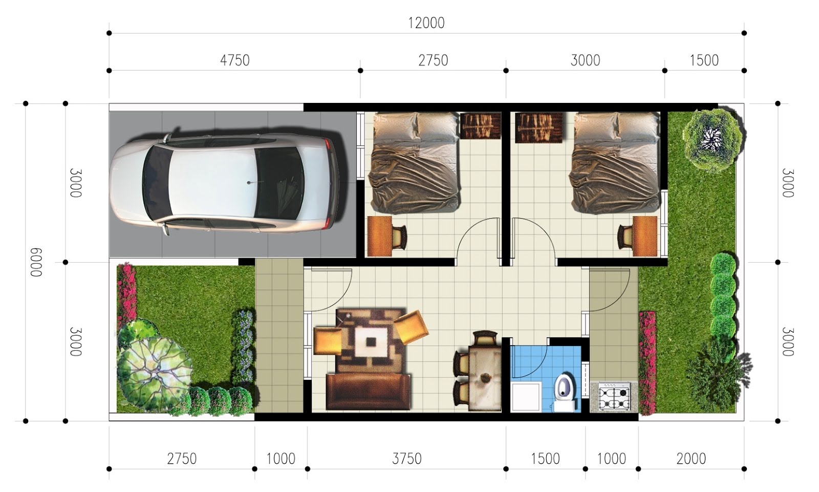 Gambar Denah Rumah Type 21 Rumah Minimalis