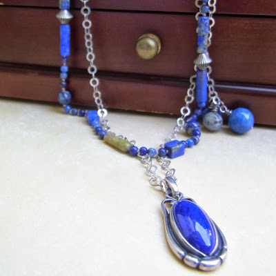 #silver #lapis #necklace by akvjewelry