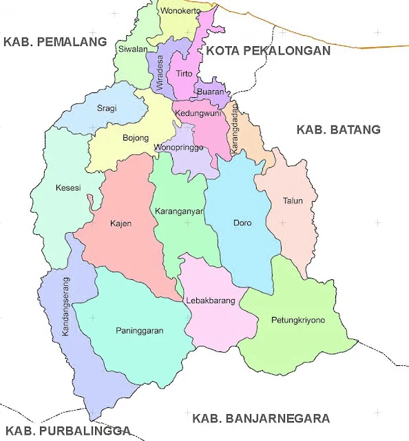 Gambar Peta Administrasi Kabupaten Pekalongan