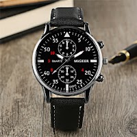Fashion Sport Men's Stainless Steel Case Leather Band Quartz Analog Wrist Watch Fashion Sport Men's Stainless Steel Case Leather Band Quartz Analog Wrist Watch