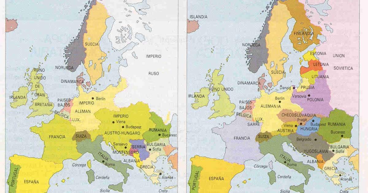 Historia Del Mundo Contemporáneo Mapa De Europa Antes Y Después De La 1º Guerra Mundial
