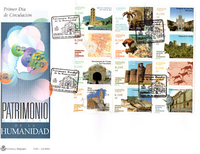 Sobre PDC 2001 de la serie de sellos dedicados al Patrimonio de la Humanidad