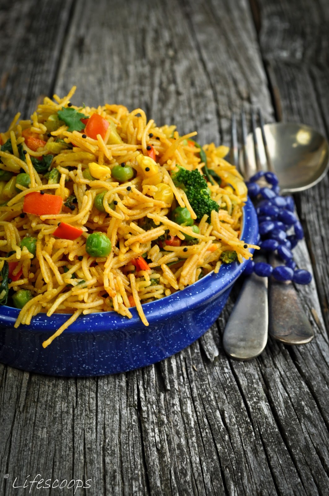 Vegetable Sevai Life Scoops: Vegetable Vermicelli (Semiya, Sevai) Upma